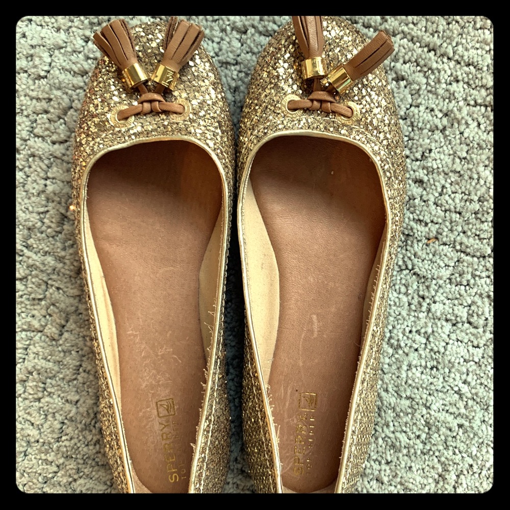 Sperry gold sparkle flat shoes